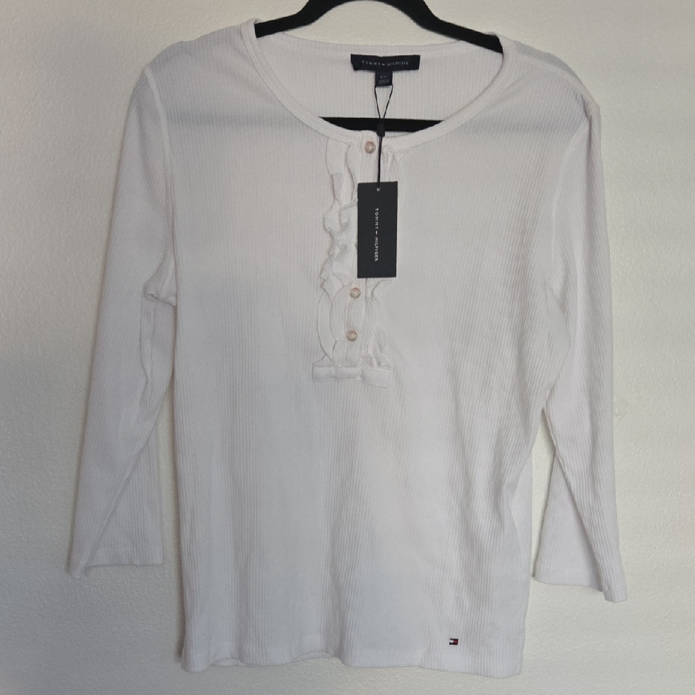 NWT Tommy Hilfiger Women's White Top Sz L